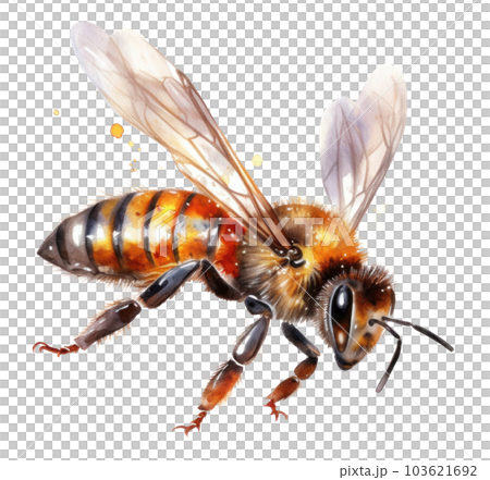 Honey bee isolated. Illustration AI Generative 103621692