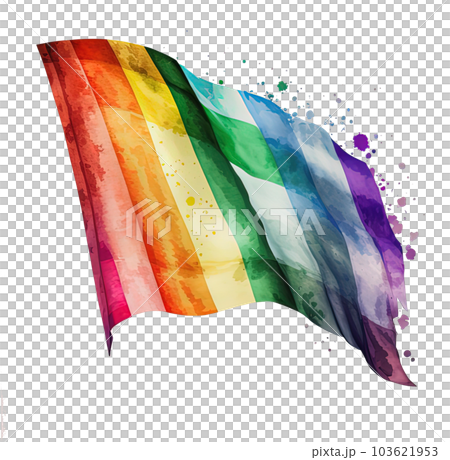 Watercolor rainbow flag. Illustration AI Generative 103621953