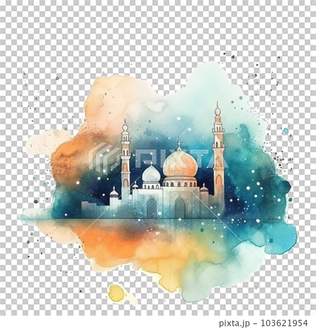 Abstract eid mubarak watercolor background. Illustration AI Generative 103621954