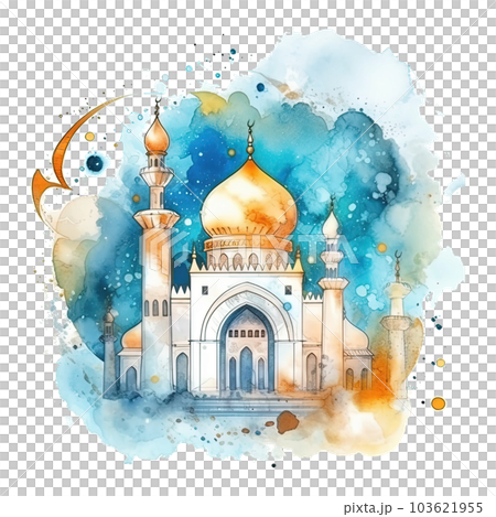 Abstract eid mubarak watercolor background. Illustration AI Generative 103621955