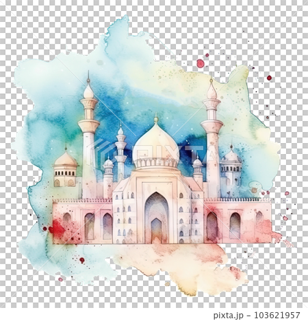 Abstract eid mubarak watercolor background. Illustration AI Generative 103621957