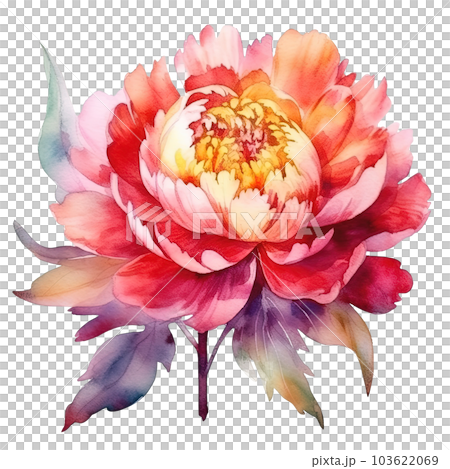 Watercolor beautiful peony flower. Illustration AI Generative Watercolor beautiful peony flower. Illustration AI Generative 103622069