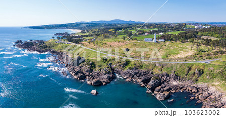 「青森県」ドローンで初夏の小舟渡平付近を空撮　種差海岸 103623002