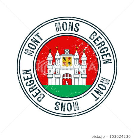 Mons city grunge rubber stamp 103624236