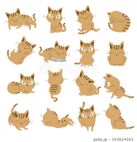 茶虎猫のベクターイラストセット 茶虎猫のベクターイラストセット 103624561