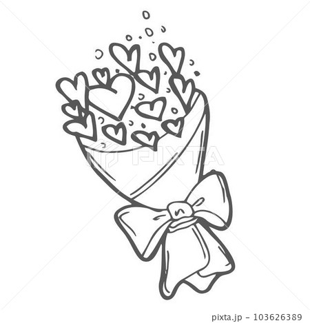 Vector hand drawn bouquet balloons hearts sketch. Valentines day concept Vector hand drawn bouquet balloons hearts sketch. Valentines day concept 103626389