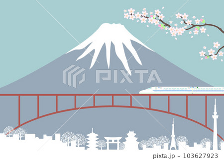 日本の風景 観光イメージ 富士山と桜と新幹線 日本の風景 観光イメージ 富士山と桜と新幹線 103627923