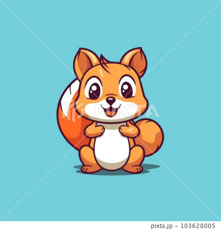 A cartoon squirrel sitting on its hind legs. Generative AI image. A cartoon squirrel sitting on its hind legs. Generative AI image. 103628005