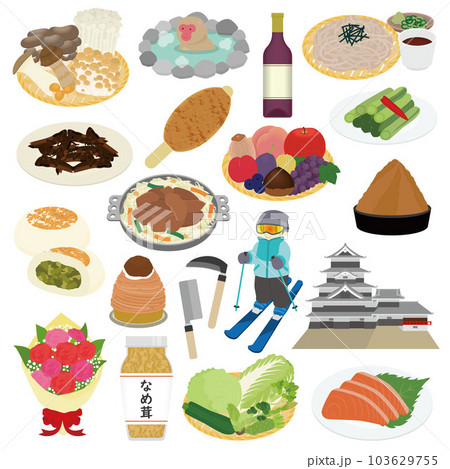 長野県の名物のイラストセット 103629755