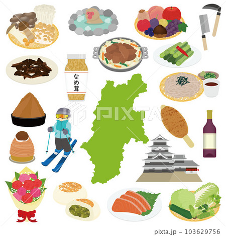 長野県の名物のイラストセット 103629756