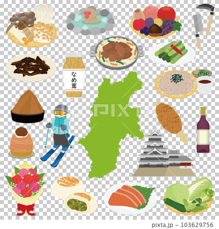 Nagano prefecture specialty illustration set 103629756