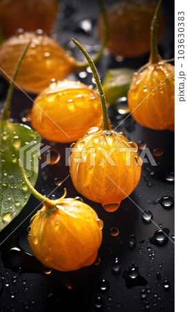 Fresh Organic Cape Gooseberry Berry Photorealistic Vertical Background. Healthy Vegetarian Diet. Ai Generated Lifelike Background with Delicious Juicy Cape Gooseberry Berry. Fresh Organic Cape Gooseberry Berry Photorealistic Vertical Background. Healthy Vegetarian Diet. Ai Generated Lifelike Background with Delicious Juicy Cape Gooseberry Berry. 103630383
