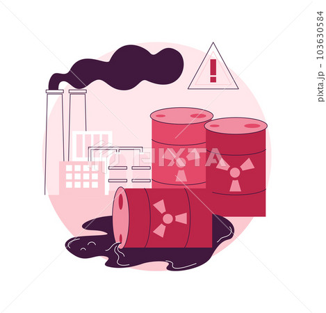 Radioactive pollution abstract concept vector illustration. Radioactive hazardous waste, toxic trash, radiation hazard, environmental problem, dangerous products disposal abstract metaphor. 103630584