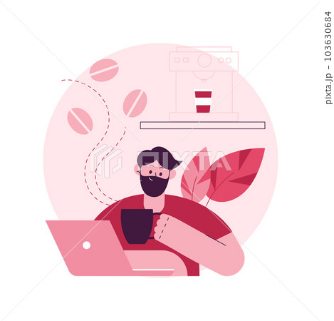 Coffee break abstract concept vector illustration. Hot drink vending machine, coffee break, low energy, energizing caffeine dose, office life, take away cup, cafe meeting abstract metaphor. 103630684