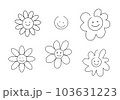 わかいい花の顔デザインイラスト　 103631223