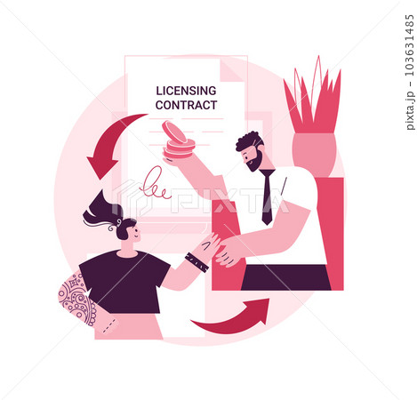 Licensing contract abstract concept vector illustration. Artist licensing contract, intellectual property agreement, electronic copy sales, software copyright, record label abstract metaphor. 103631485