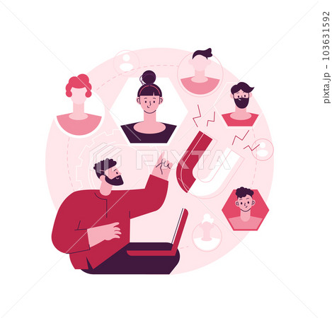 Attracting followers abstract concept vector illustration. Attracting customer, boost followers, subscriber counting, follow social media, digital marketing strategy, promotion abstract metaphor. 103631592