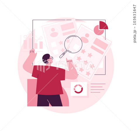 Competitive analysis abstract concept vector illustration. Marketing competitor research, competitive project, market analysis, product release, independent business consultant abstract metaphor. 103631647