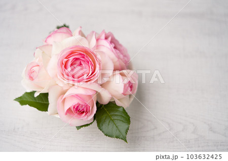 Top view of Pierre De Ronsand on white wooden table background. 103632425
