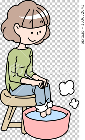 足湯する女性 103632641