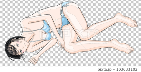 床に水着で寝そべる女の子02 床に水着で寝そべる女の子02 103633102