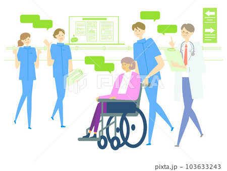車椅子_医療、人物セット_medical care_variation 103633243