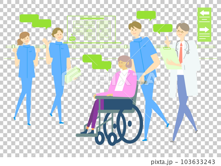 車椅子_医療、人物セット_medical care_variation 103633243