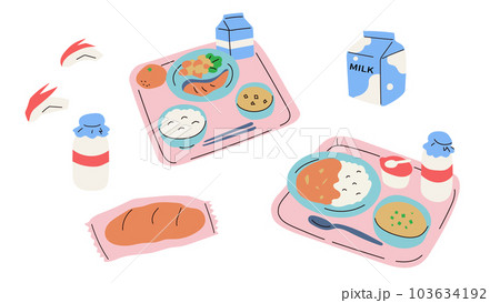 カレーやコッペパンの学校給食 103634192