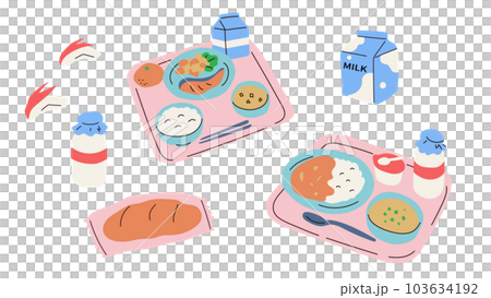 カレーやコッペパンの学校給食 103634192
