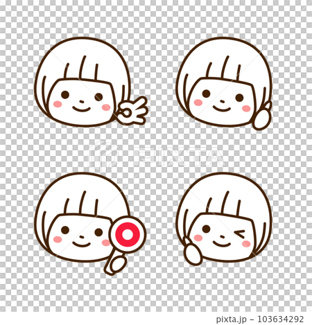 ボブの女の子 /了解いいねする笑顔 ボブの女の子 /了解いいねする笑顔 103634292