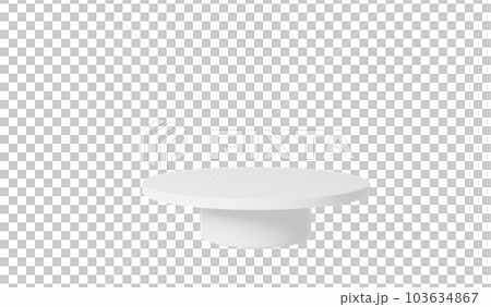 PNG white realistic 3d cylinder pedestal podium with transparent background semi circle backdrop. Abstract 3d rendering geometric platform. Product display presentation. Minimal scene. show product 103634867