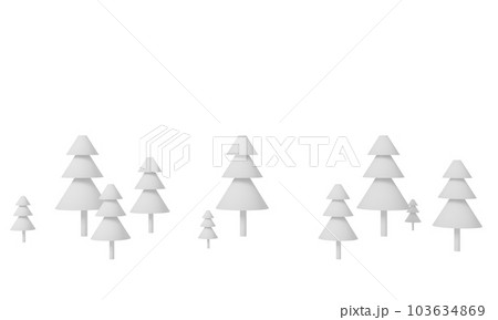 PNG Happy New Year. Winter holiday landscape with snowdrifts and snowy fir simple trees. 3d rendering illustration. Seasonal nature background. Frosty snow hills. minimal style pastel 103634869