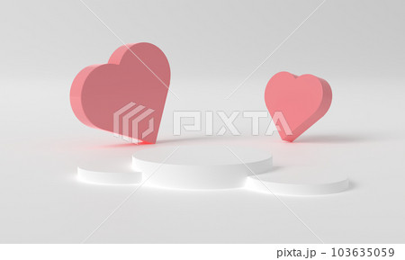 Valentine's day mock-up podium mock up with pink heart product display showcase 3d render. Premium modern podium stand. Holiday greeting card for Valentine's Day with copy space on February 14 of Valentine's day mock-up podium mock up with pink heart product display showcase 3d render. Premium modern podium stand. Holiday greeting card for Valentine's Day with copy space on February 14 of 103635059