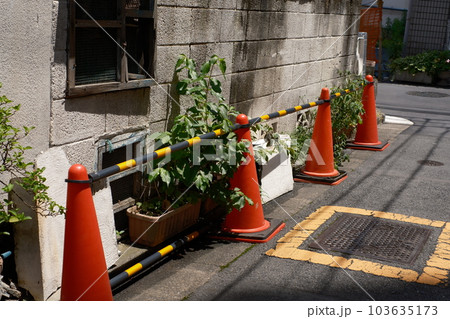 カラーコーンで覆われた首都圏の空き家 103635173