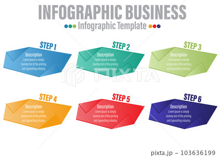 Infographics number options template with steps, with 6 Steps, Six 6 option 6 label. Can be used for workflow layout, diagram, business step options, banner, web design 103636199