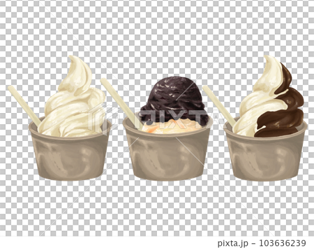 Set of ice cream in a cup Hand drawn style illustration 103636239