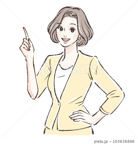 指差し,ポイント,解説,説明,注目,教える,教師,講師,先生,専門家,解説者,女性のイラスト素材 指差し,ポイント,解説,説明,注目,教える,教師,講師,先生,専門家,解説者,女性のイラスト素材 103636806