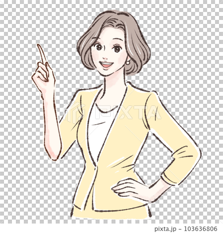 指差し,ポイント,解説,説明,注目,教える,教師,講師,先生,専門家,解説者,女性のイラスト素材 指差し,ポイント,解説,説明,注目,教える,教師,講師,先生,専門家,解説者,女性のイラスト素材 103636806