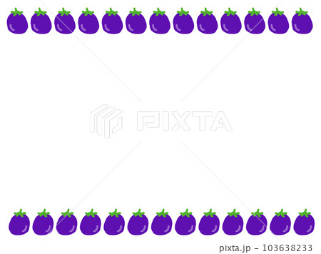 かわいい米ナスのフレーム／手描きイラスト素材 103638233