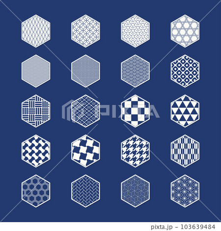 和柄ステッカーアイコン(六角形) 和柄ステッカーアイコン(六角形) 103639484