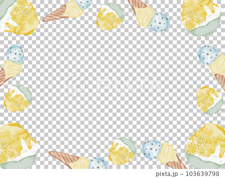 Frame frame of an illustration of a summer shaved ice and ice cream frame painted in watercolor 103639798