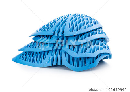 Blue motorcycle protectors. Elbow and shoulders protectors isolated on white background. 103639943