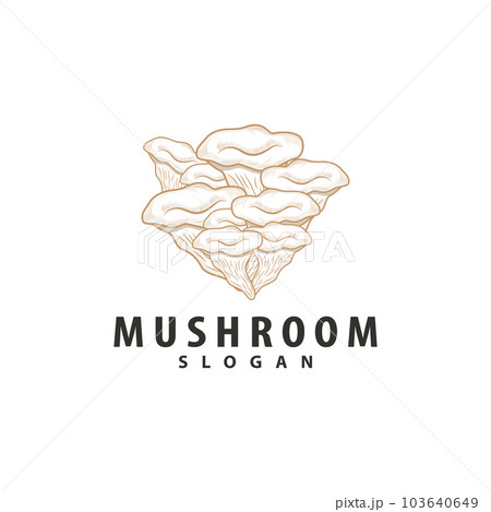 Mushroom Logo, Retro Minimalist Design, Food Vector, Mushroom Plant, Icon Illustration Symbol 103640649