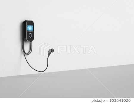 EV charging station or electric vehicle recharging station with nozzle out 103641020