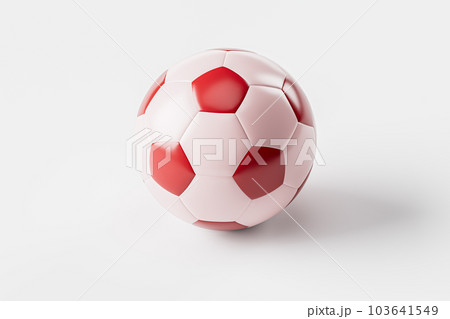 Red and white soccer ball on white background Red and white soccer ball on white background 103641549