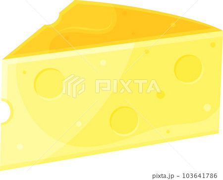 color vector illustration of cheese, slice of cheese, triangular piece of cheese, dairy products 103641786