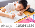 子供の勉強をみる母親 103641889