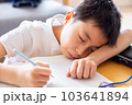 子供の勉強をみる母親 103641894