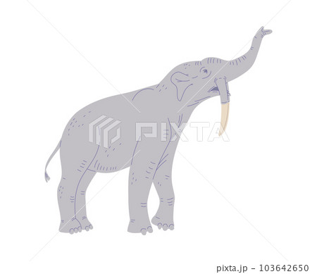 Deinotherium elephant, flat vector illustration isolated on white background. Deinotherium elephant, flat vector illustration isolated on white background. 103642650