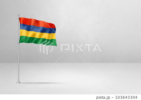 Mauritius flag isolated on white concrete wall background 103643304